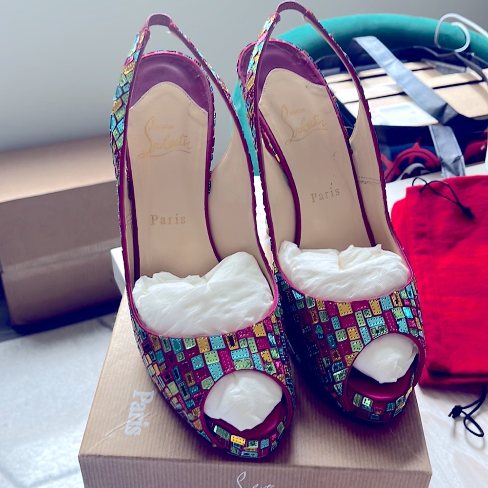 Christian Louboutin N Prive Mosaic Slingback Size 41